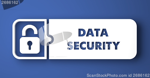 Image of Data Security on Blue in Flat Design Style.