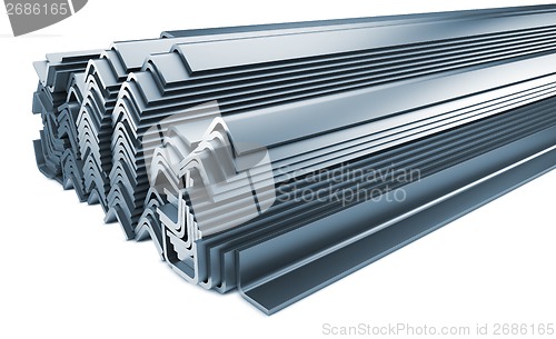 Image of Stack of Rolled Metal Products Isolated on White.