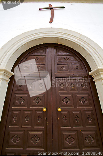 Image of lanzarote  spain canarias    church door and white wall abstract