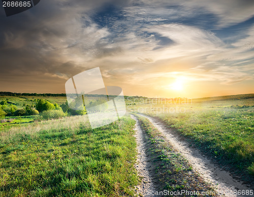 Image of Country road at sunset