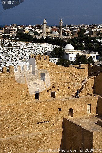 Image of  monastir tunisia the old wall castle    slot    cemetery