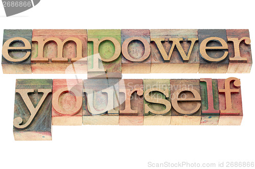 Image of empower yourself in wood type