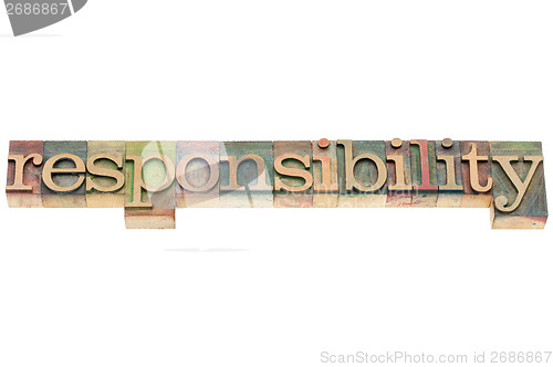 Image of responsibility word in wood type