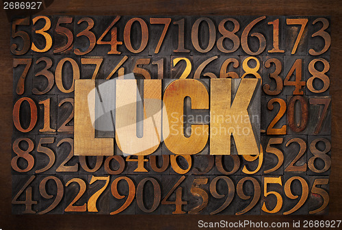Image of luck word in wood type