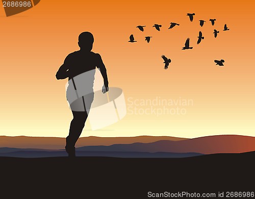 Image of A lone runner on the horizon