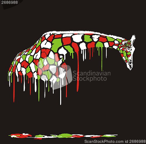 Image of Abstract giraffe painting on a black background 