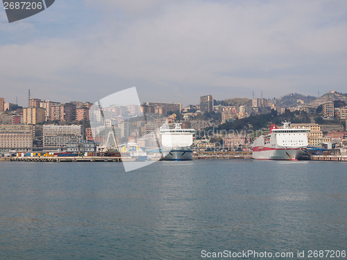 Image of View of Genoa Italy from the sea