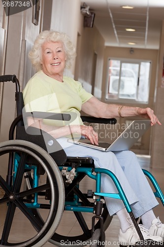 Image of Woman on Wheelchair Using Laptop