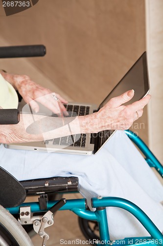 Image of Woman on Wheelchair Using Laptop