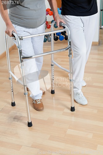 Image of Woman With Walker And Trainer