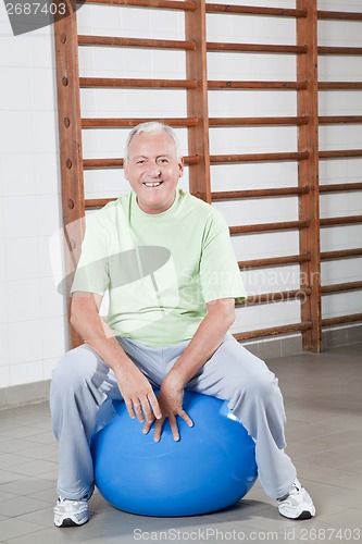 Image of Senior Man Sits on a Fitball