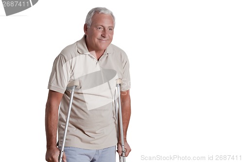 Image of Senior Man with Crutches