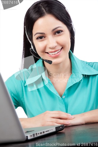 Image of Businesswoman Wearing a Headset