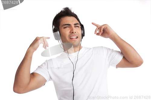 Image of Man Listening Music on Headphone