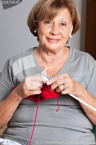 Image of Senior Woman Knitting