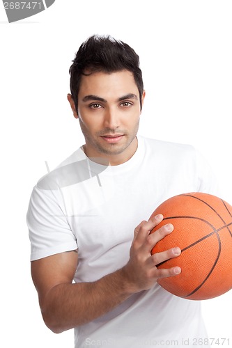 Image of Young Man Portrait Holding Basketball
