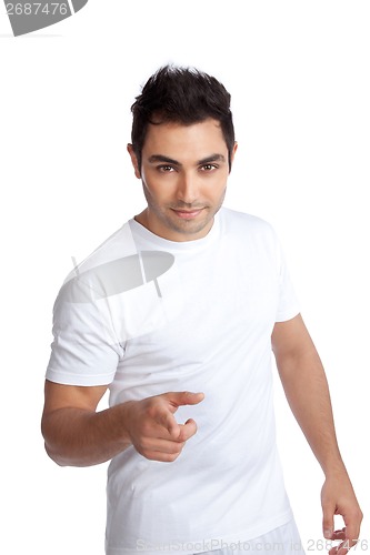 Image of Young Man Portrait Pointing Finger