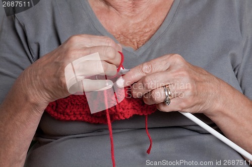 Image of Senior Woman Knitting