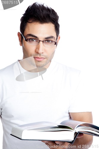 Image of Confident Young Man with Book