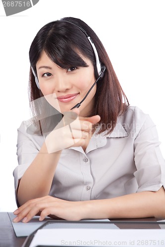Image of Businesswoman Wearing a Headset