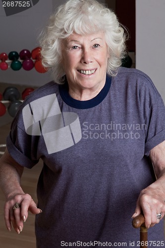 Image of Senior Woman with Walking Stick