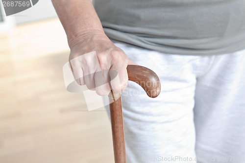 Image of Elderly Woman with Walking Stick