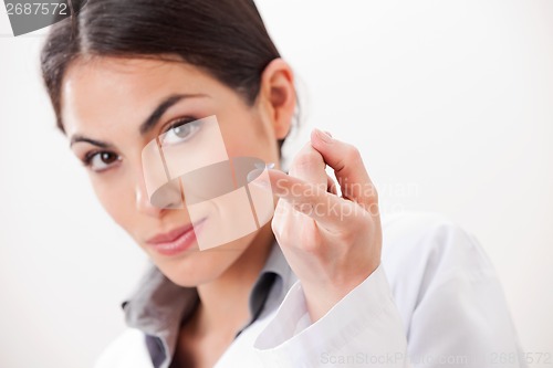 Image of Female Optometrist With Contact Lens