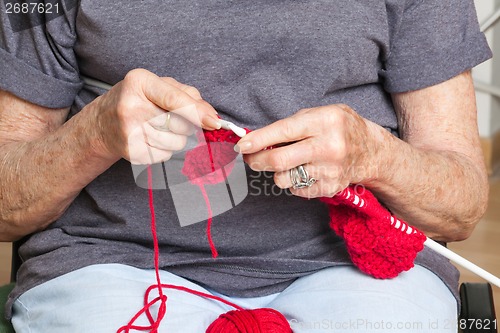 Image of Senior Woman Knitting