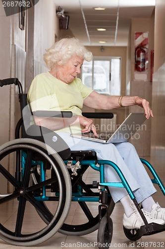 Image of Woman on Wheelchair Using Laptop