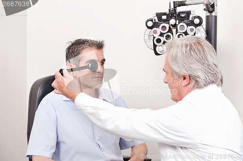 Image of Patient Having his Eyesight Tested