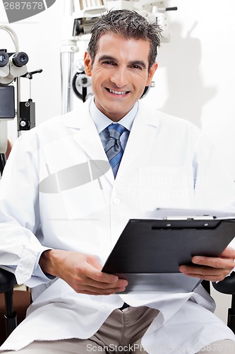 Image of Confident Optometrist With a Clipboard