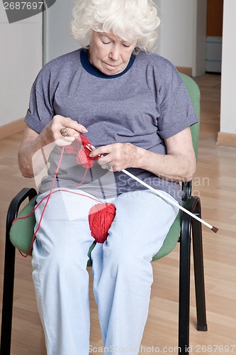 Image of Senior Woman Knitting