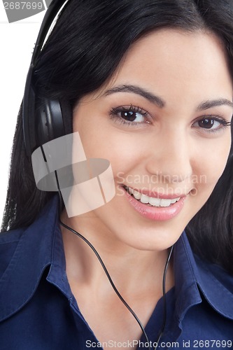 Image of Woman Listening Music on Headphone