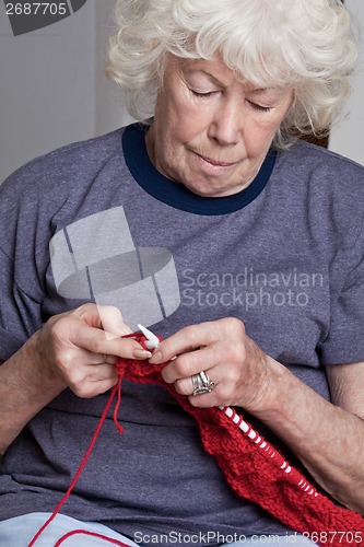 Image of Senior Woman Knitting