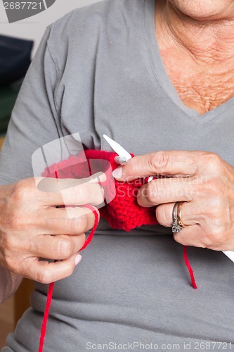 Image of Senior Woman Knitting