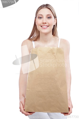 Image of Woman Holding Shopping Paper Bag