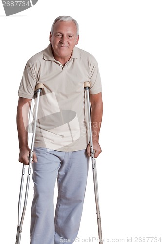 Image of Senior Man with Crutches