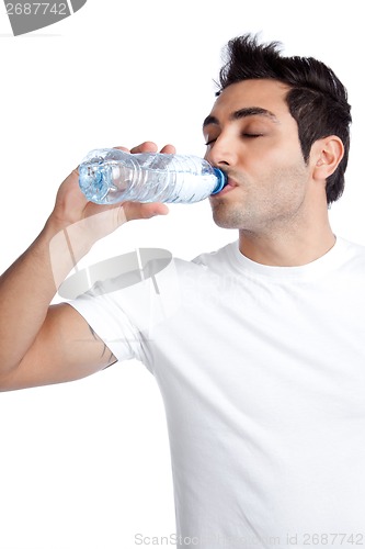 Image of Man Drinking Water from Bottle