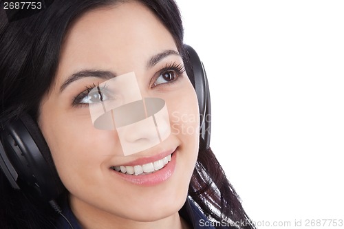 Image of Woman Listening Music on Headphone