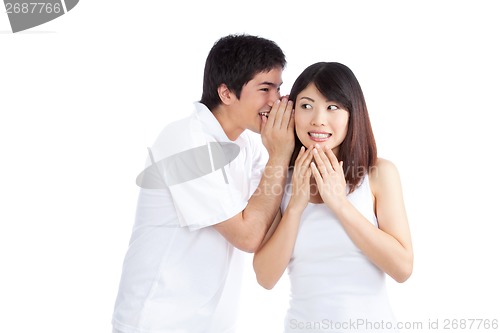 Image of Man Whispering Woman's Ear