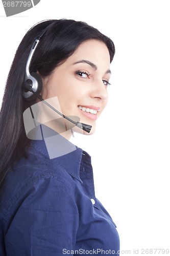 Image of Businesswoman Wearing a Headset