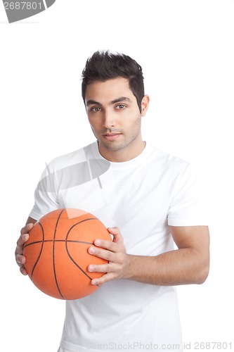 Image of Young Man Portrait Holding Basketball