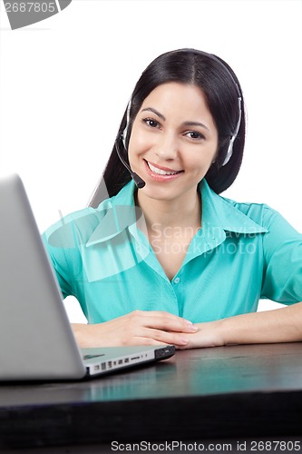 Image of Businesswoman Wearing A Headset