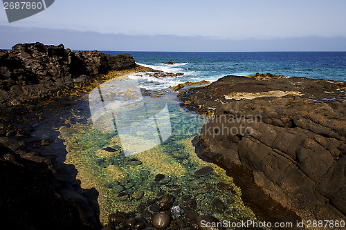 Image of froth coastline in lanzarote spain