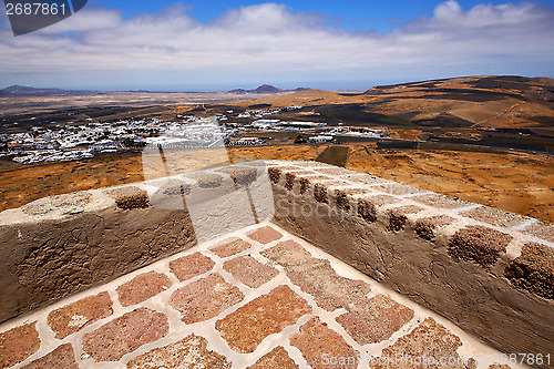 Image of house arrecife  lanzarote  sentry tower and door  in teguise 