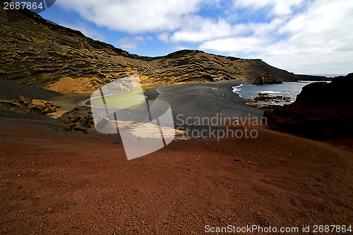 Image of water stone sky  coastline and summer 