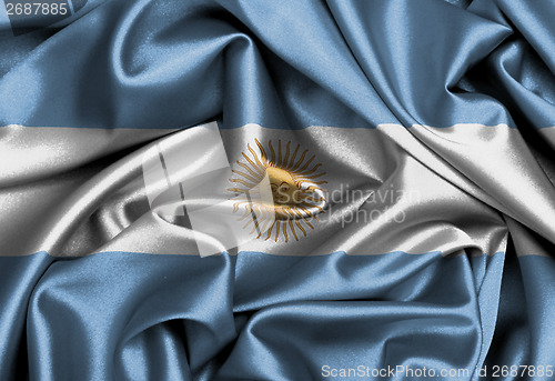 Image of Satin flag, three dimensional render