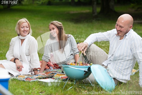 Image of Friends with Barbecue in Park