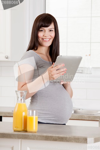 Image of Pregnant Woman in Kitchen