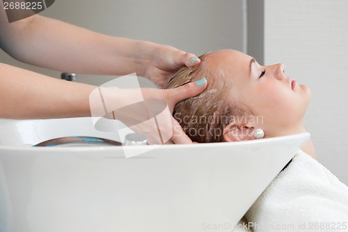 Image of Woman Getting a Hair Wash